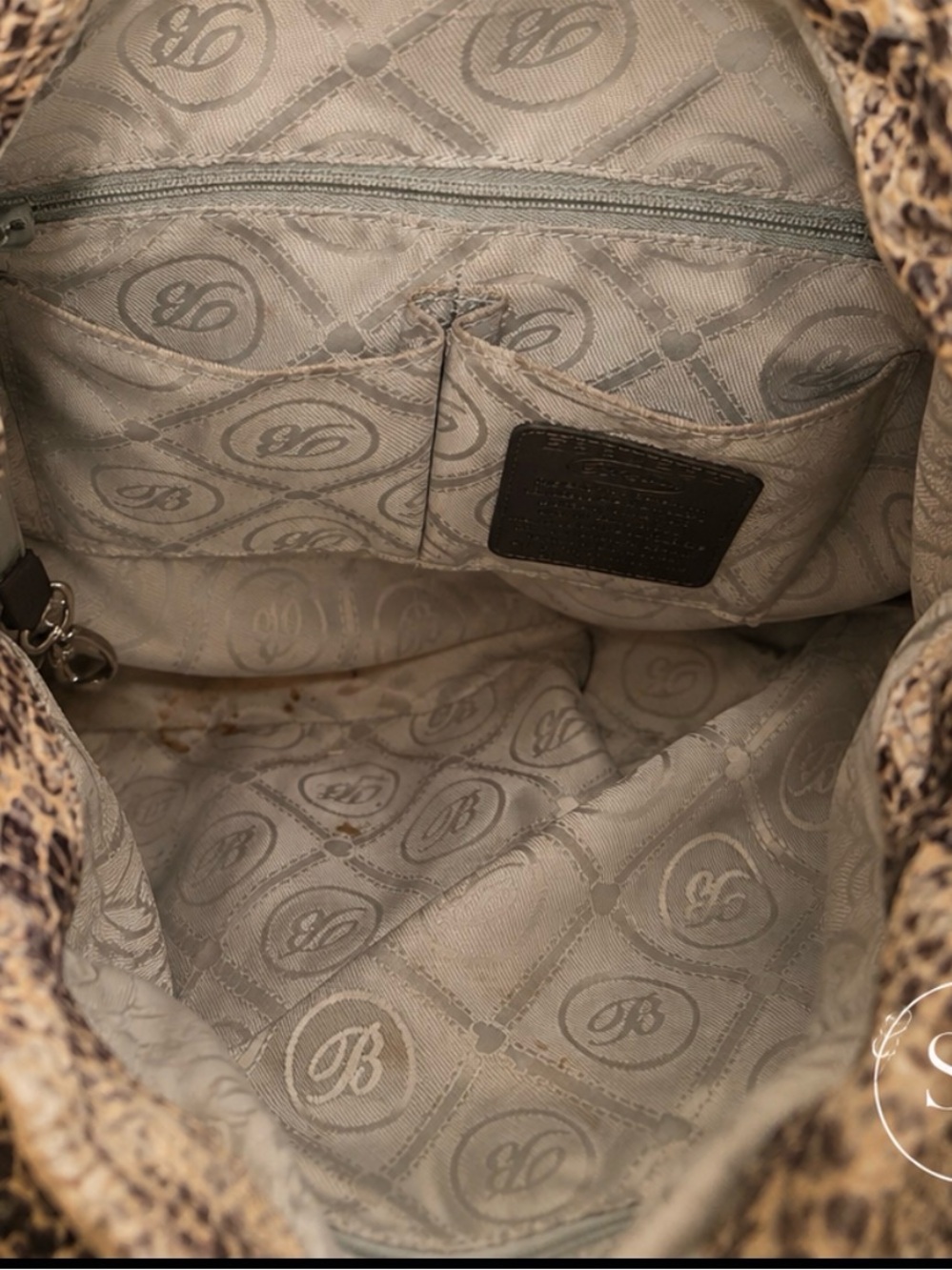 Brighton Nolita Snakeskin Print Leather Hobo Bag Python Tassel Large - Picture 8 of 13